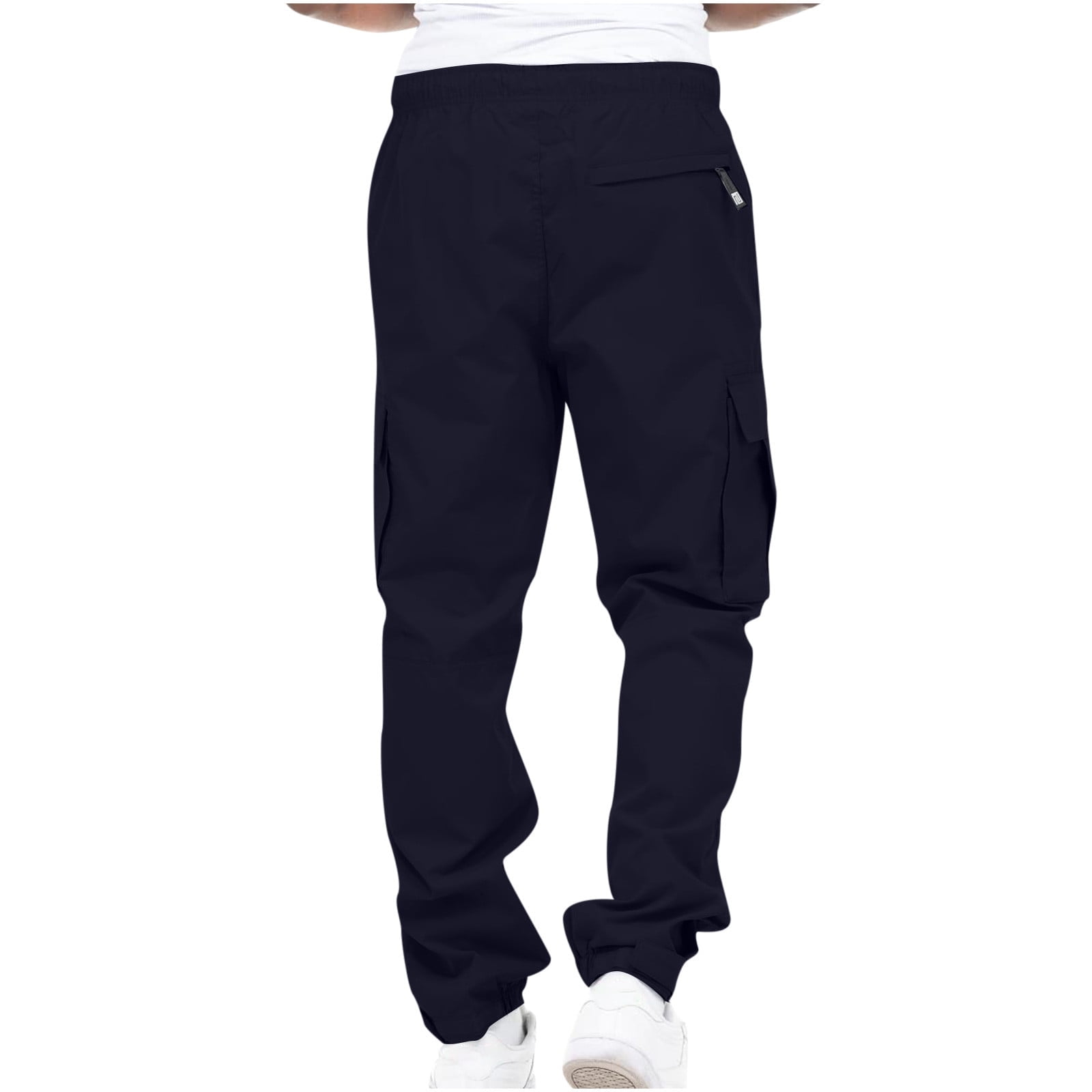 Xihbxyly Elastic Waist Mens Pants Men Solid Casual Multiple Pockets Outdoor Fitness Pants Cargo Pants Trousers Black Dress Pants Men Faux Leather Pants