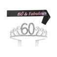 thumbnail image 4 of 1 juego de peineta para el cabello con corona de diamantes de imitación número 60 y faja con estampado de letras, decoración para la cabeza, tiara, accesorio para la cabeza, decoración de cumpleaños, 4 of 4