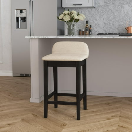 Hillsdale Maydena 26.25 Wood Contemporary Counter Stool in Black/Light Beige