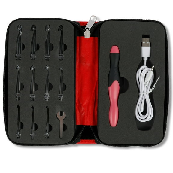 Austok Lighted Crochet Hooks Set Portable Crochet Needles Adjustable Light Up Crochet Hooks Comfortable Lighted Crochet Needles Kit Rechargeable Crochet Hook for Craft Supplies