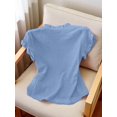thumbnail image 2 of Women's Casual Solid Color Short Sleeve Shirt, Summer, 2 of 3