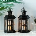 thumbnail image 5 of Set of 2 Vintage 10''H Candle Lantern for Home Garden Patio(Black with Gold Brush), 5 of 10