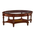 thumbnail image 6 of Gexpusm Oval Glass Coffee Tables,2-Tier Solid Wood with Storage Shelf 46"L x 18"H,Vintage,Dark Brown, 6 of 8