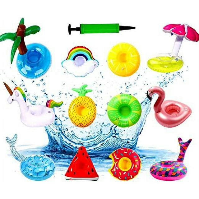 Yeacher 12pack Inflatable Drink Holder,Inflatable Cup Pool Drink Holder Floats Coasters for Summer Pool Party