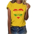 thumbnail image 3 of DDAPJ pyju Black History Month T-shirts for Women Short Sleeve African American Country Celebration Tee Shirts Color Block Printed Casual Round Neck Tee Tops Yellow S, 3 of 5