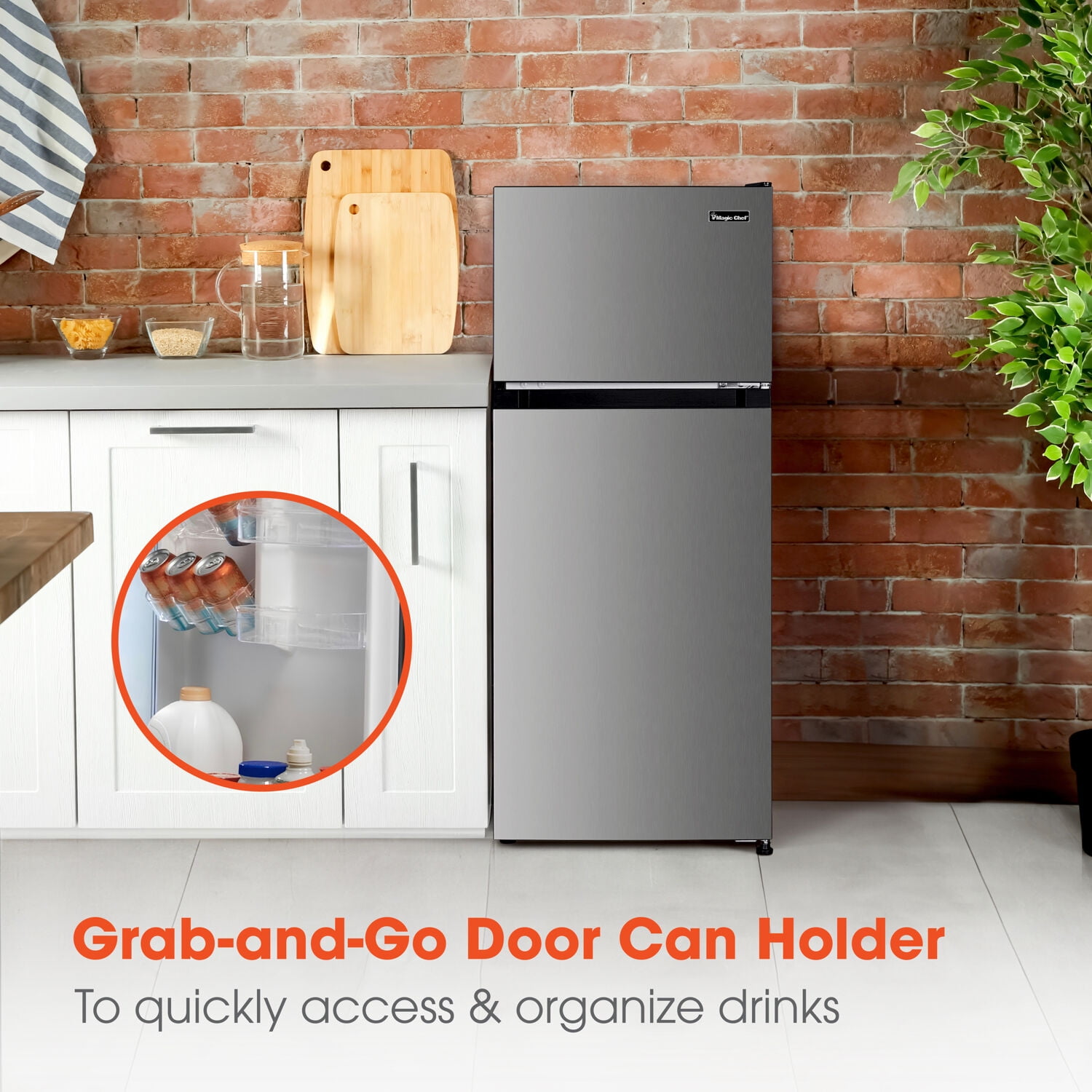 Magic Chef 10.1-cu. ft. Refrigerator with Top Freezer in Platinum Steel