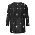 thumbnail image 5 of Blmnix Fashion Office Tops Flower Streetwear Black Women Shirts Crew Neck 3/4 Sleeve Blouses, 5 of 7