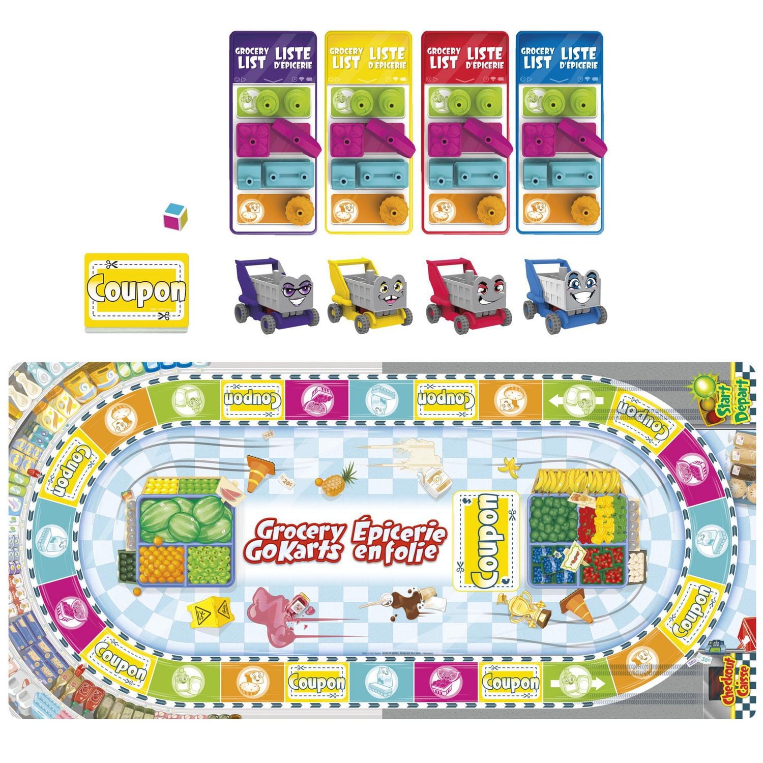 Épicerie en folie, jeu de plateau pour enfants et tout-petits, jeu d'assemblage avec mini articles, jeux préscolaires pour 2 à 4 joueurs