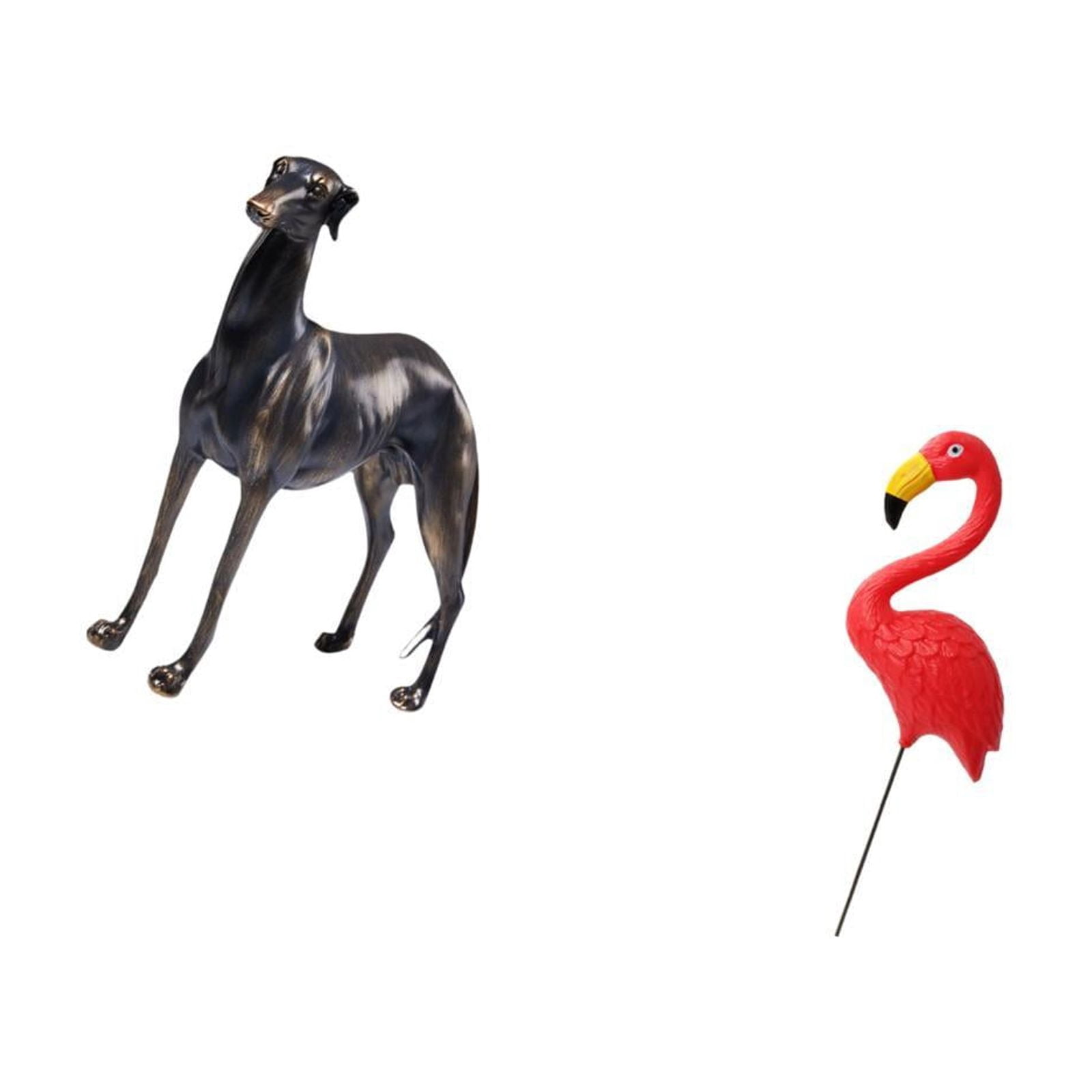 CarpNettore Dog Bird Statue Resin Animal Figurine Home Decor Table Centerpiece Sculpture Desk Figure for Living Room Hotel Christmas Yard Art Ornament Backyard Fairy Garden Accessories Flamingo