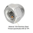 thumbnail image 4 of #6-32 Acorn Cap Nuts, 50pcs - 304 Stainless Steel Hardware Nuts, Acorn Hex Cap Dome Head Nuts (Silver), 4 of 5