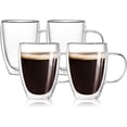 thumbnail image 1 of Taza para Cafe Doble pared Vidrio 350 ml (4 Piezas),Tazas para Cafe Espresso con Asa,Vasos pared Vidrio Transparentes para Capuchino,Caf&eacute; Expreso,T&eacute;,Ideales para Regalo, 1 of 8