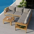 thumbnail image 3 of Harper & Bright Designs Patio L-Shaped Conversation Sectional Sofa Set with Coffee Table, Outdoor Acacia Wood Seating Group with Side Table for Backyard Garden, Gray, Natural, 3 of 11