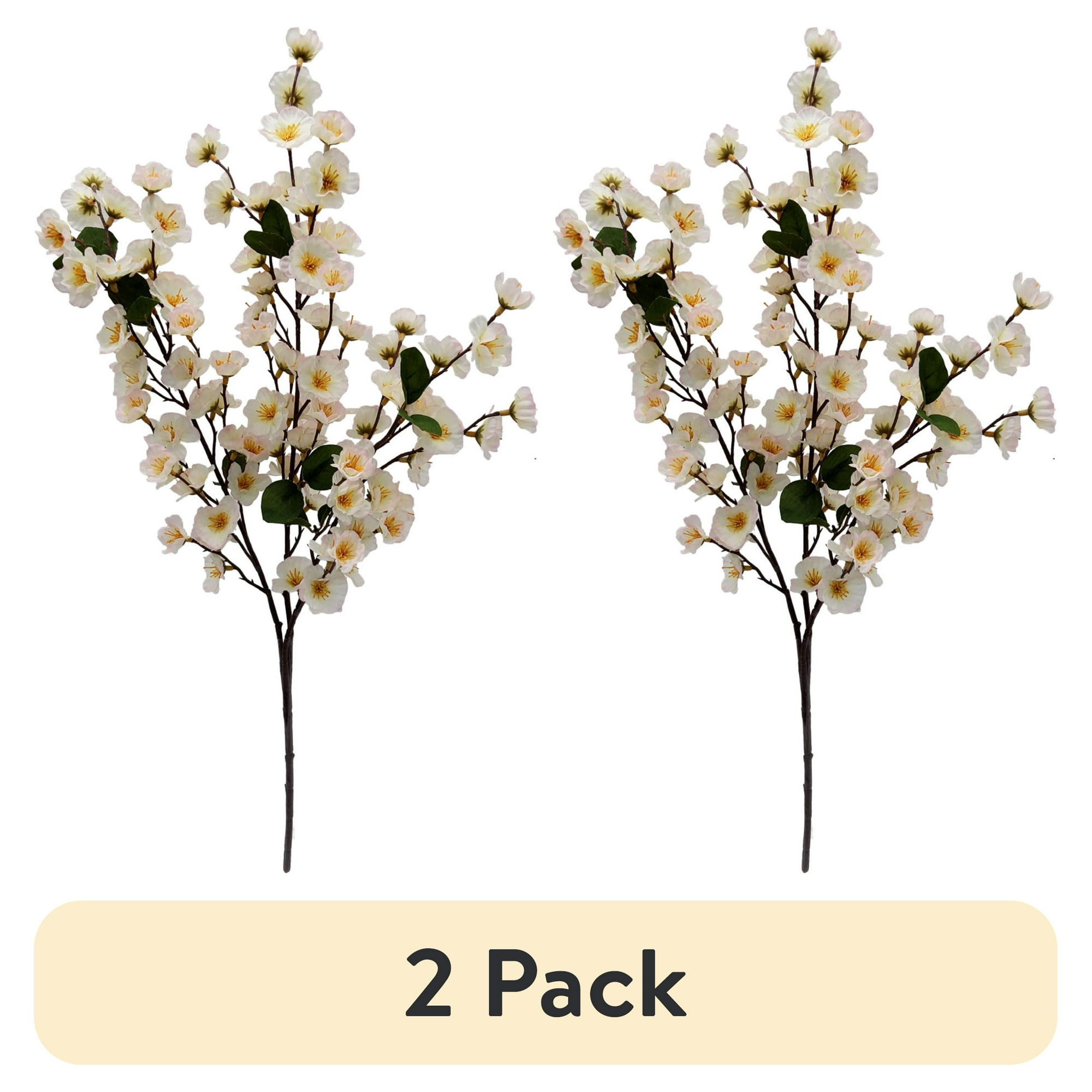 (2 pack) Mainstays 25 in Indoor Artificial Cherry Blossom Stem, Pink Color.
