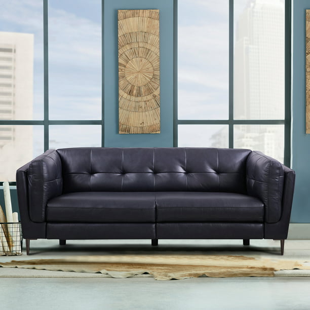 Primrose Navy Contemporary Top Grain, Full Grain Leather Sectional Recliner Chair