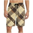 thumbnail image 3 of BXJX Mens Plaid Shorts With Pockets- Drawstring Elastic Waist Fashion Casual Summer Shorts Khaki Size M, 3 of 7