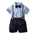 thumbnail image 2 of Toddler Baby Boys Formal Suit Gentleman White Bow Tie Shirt Tops+ Suspender Shorts Bib Pants Overalls Clothes 4pcs, 2 of 4