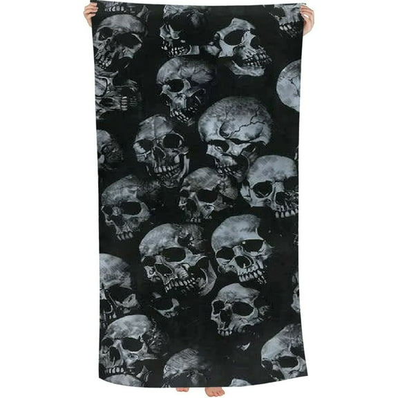 PHYHOO Gothic Skull Print Beach Towel Large Lightweight Microfiber Towel Super Absorbent Sand Free Beach Blanket Thin Quick Dry Pool Towel for Beach Travel Sports Pool Bath Camping Yoga 30x60in