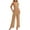 YJ017-Camel, variant on Womens Summer One Piece Jumpsuits Dressy Casual Outfits Sleeveless Mock Neck Wide Leg Pants Rompers With Pockets