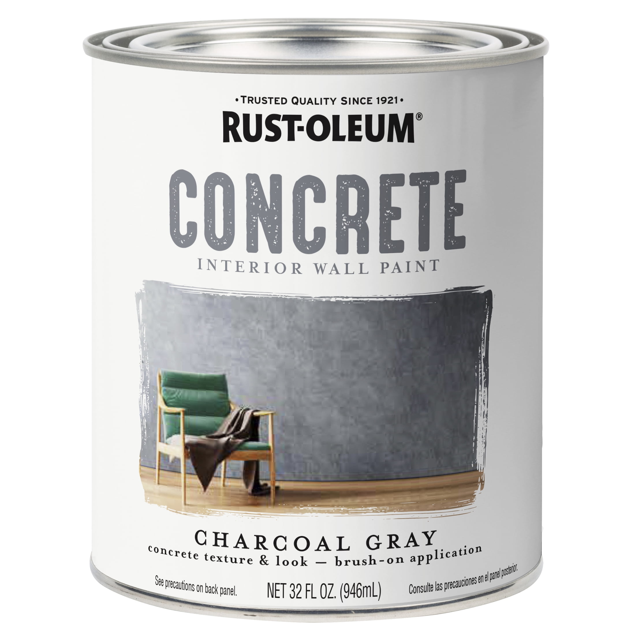 Charcoal Gray, Rust-Oleum Concrete Interior Wall Paint- Quart, 2 Pack