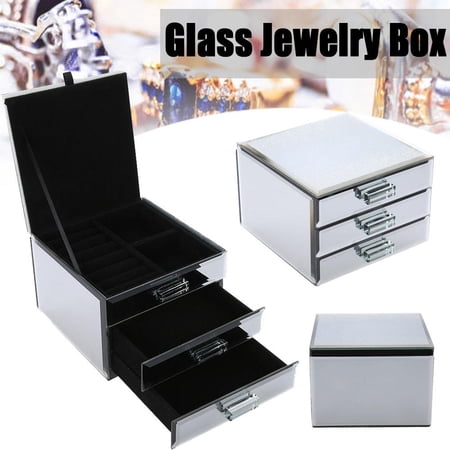 WALFRONT - WALFRONT 3 Layers Jewelry Box,3 Layers Mirrored ...