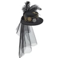 thumbnail image 3 of Steampunk Diadema Accesorios de disfraces Sombrero de fiesta Velo de encaje Sombrero de estilo gótico vintage Sombreros de fieltro, 3 of 9