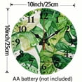thumbnail image 3 of Chilfamy Leaves Plant Watercolor Theme 10-Inch Round Wooden Wall Clock for Living Rooms, Kitchens, Dorms - Practical Everyday Gift 10x10in, 3 of 8