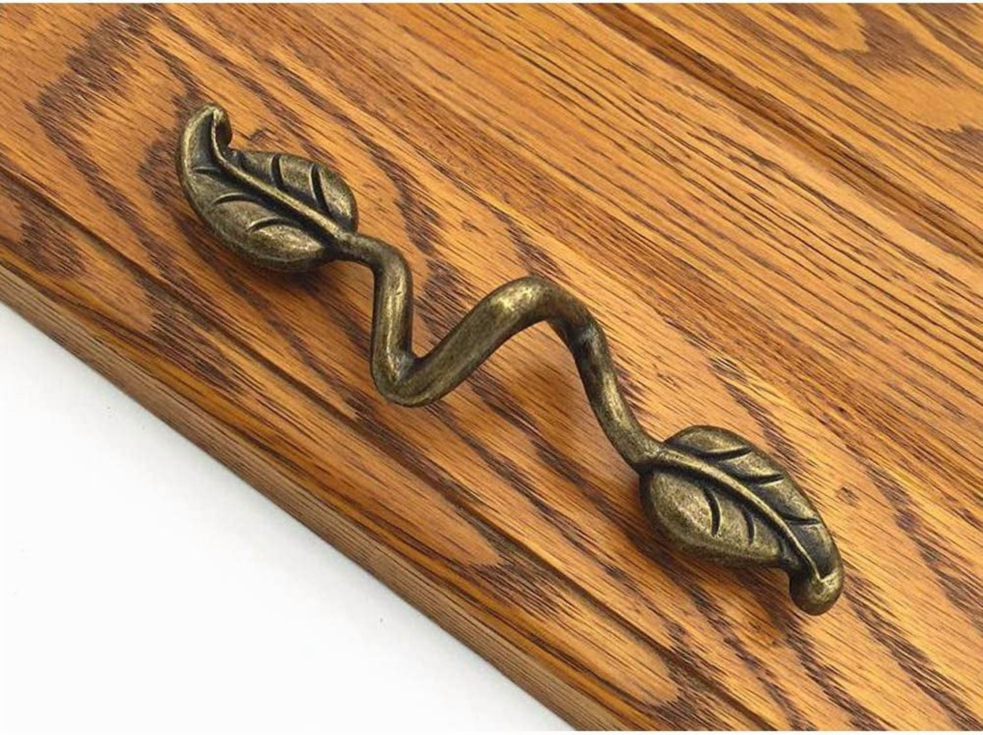 CATPAN Vintage Style Leafy Drawer Pull Dresser Handles Leaf Dresser Pulls Cabinet Knob Hardware for Kitchen Bedroom Bathroom 4 Pieces (Hole spacing 76mm)