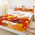 thumbnail image 3 of Feelyou Fall Autumn Pumpkin Queen Sheet Sets, Marple Leaves Plant Bed Set, 4pcs, 3 of 7