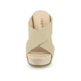 thumbnail image 6 of BLISSFUL STEP Women's Shoes Wedge Open Toe Crisscross Straps Linen Platform Sandals Beige 9, 6 of 7