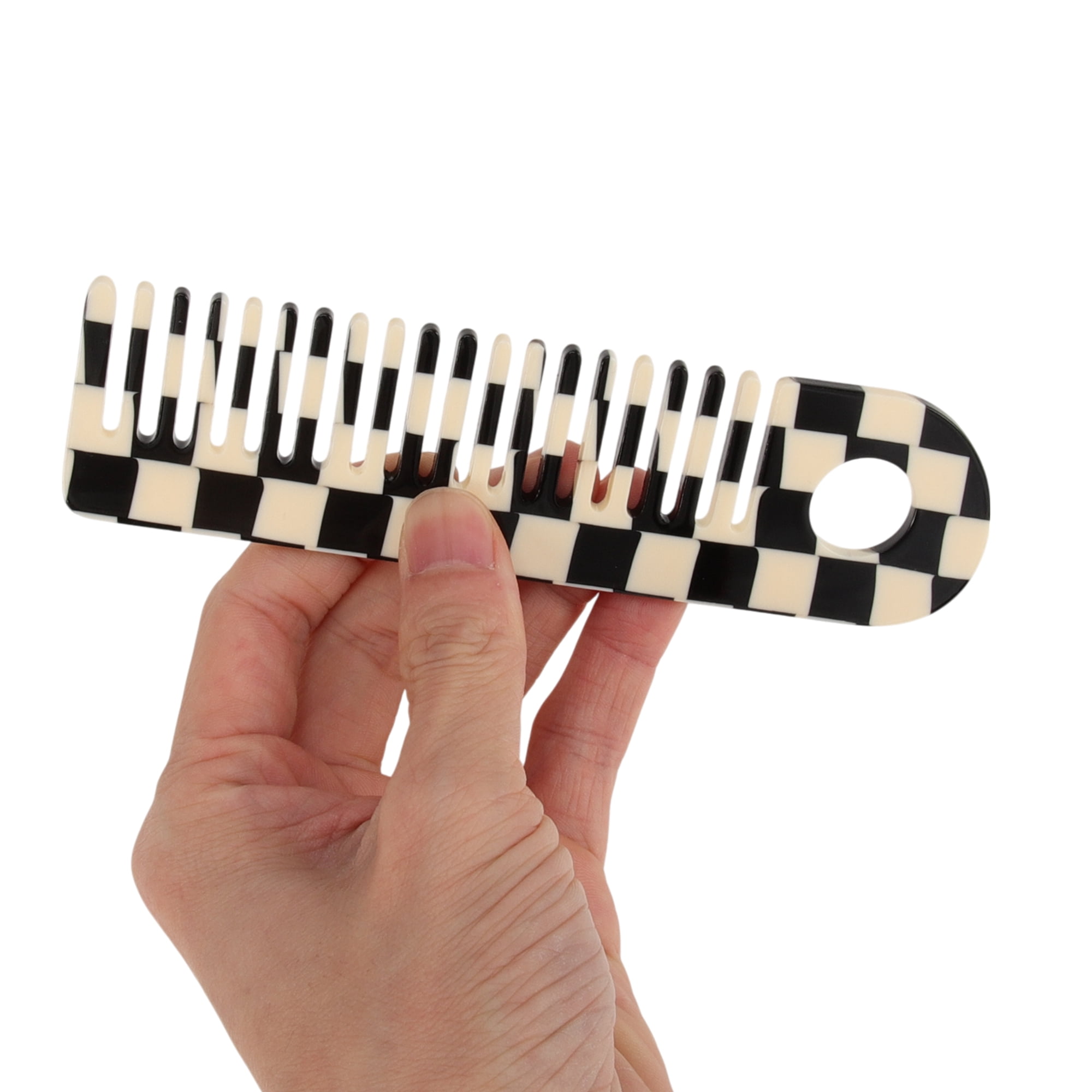 Unique Bargains 1 Pc Exquisite Marble Pattern Hair Comb for All Hair Types Black, White