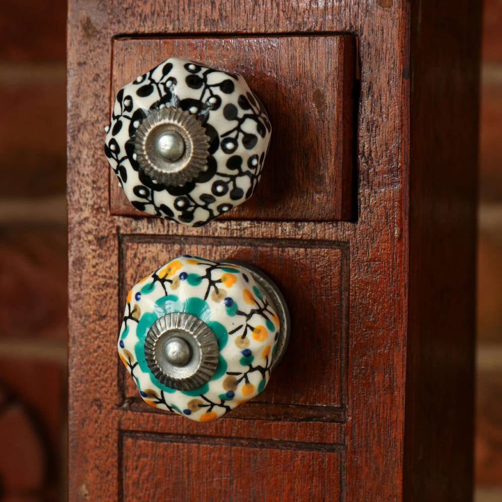Set of Six Ceramic shepherds flower cabinet Knobs