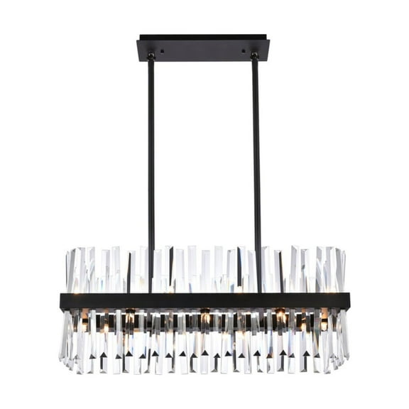 Serephina 30 inch crystal rectangle chandelier light in black