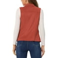 thumbnail image 3 of INSPIRE CHIC Women's Vest Button Front Sleeveless Faux Suede Utility Cargo Jacket with Pockets Reddish Brown XL, 3 of 6