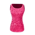 thumbnail image 6 of Tank Tops for Women Sequin Slim Round Neck Tank Top Hot Pink 2XL, 6 of 6