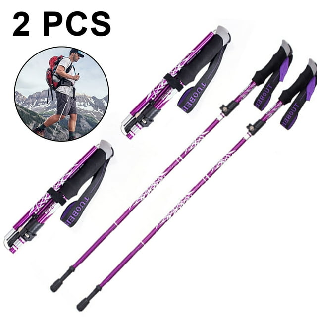 2 Pcs Mâtx de Randonnée Pliables - Bâtons de Randonnée en Alliage d'Aluminium avec Système de Verrouillage Rapide, Télescopiques, Pliables, Ultralégers pour la Randonnée, le Camping