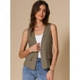 thumbnail image 2 of DARING DIVA Women's Casual Linen Vest Loose Lightweight Waistcoat S Khaki, 2 of 6