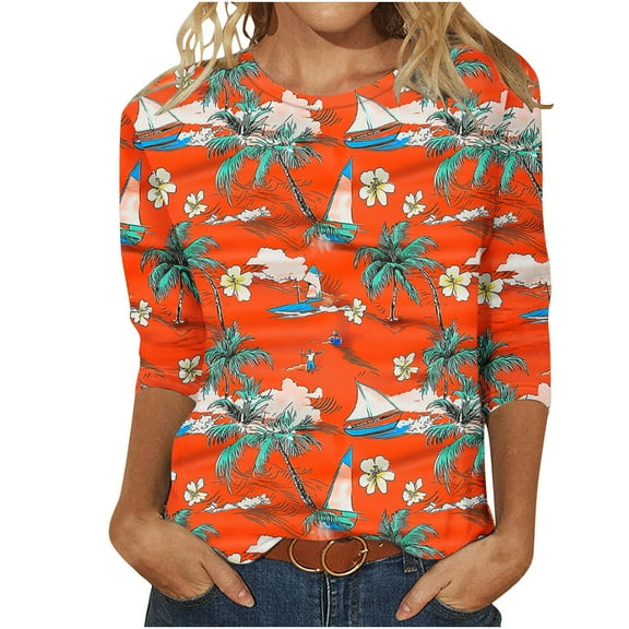 SHE IS Womens 3/4 Sleeve Tops, Shirts for Women Long Sleeve Pack Long Sleeve Blouses for Women Plus Size 3/4 Length Sleeve Womens Tops Plus Size Fall Tunic Tops 3/4 Length Sleeve