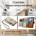 thumbnail image 5 of Wallet Case Compatible with iPhone Air, Heart Pattern Detachable Wrist Strap PU Leather Card Slots Zipper Pocket RFID Blocking Kickstand Phone Case for iPhone Air, Gray, 5 of 9