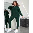 thumbnail image 5 of Plus Size Women 2 Piece Outfit, Ribbed Knit Hooded Long Sleeve Top and High Waist Leggings Set, 5 of 5