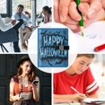 thumbnail image 5 of 9.2x6.7 inch Leather Notebook 100 Sheets, Multi-Pocket Design & Pen Loop Blue Color Happy Halloween Refillable Journal Organizer, 5 of 6