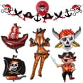 thumbnail image 5 of Decoración de fiesta de cumpleaños para niños, pancarta de pirata, globo de calavera pirata, decoración temática de pirata caribeño, 5 of 5
