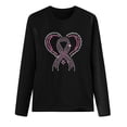 thumbnail image 3 of Kilaqueen Breast Cancer Survivor Shirts for Women Casual Long Sleeve Sequin Pink Ribbon Butterfly Print Tshirt Fall Pullover Tops, 3 of 3