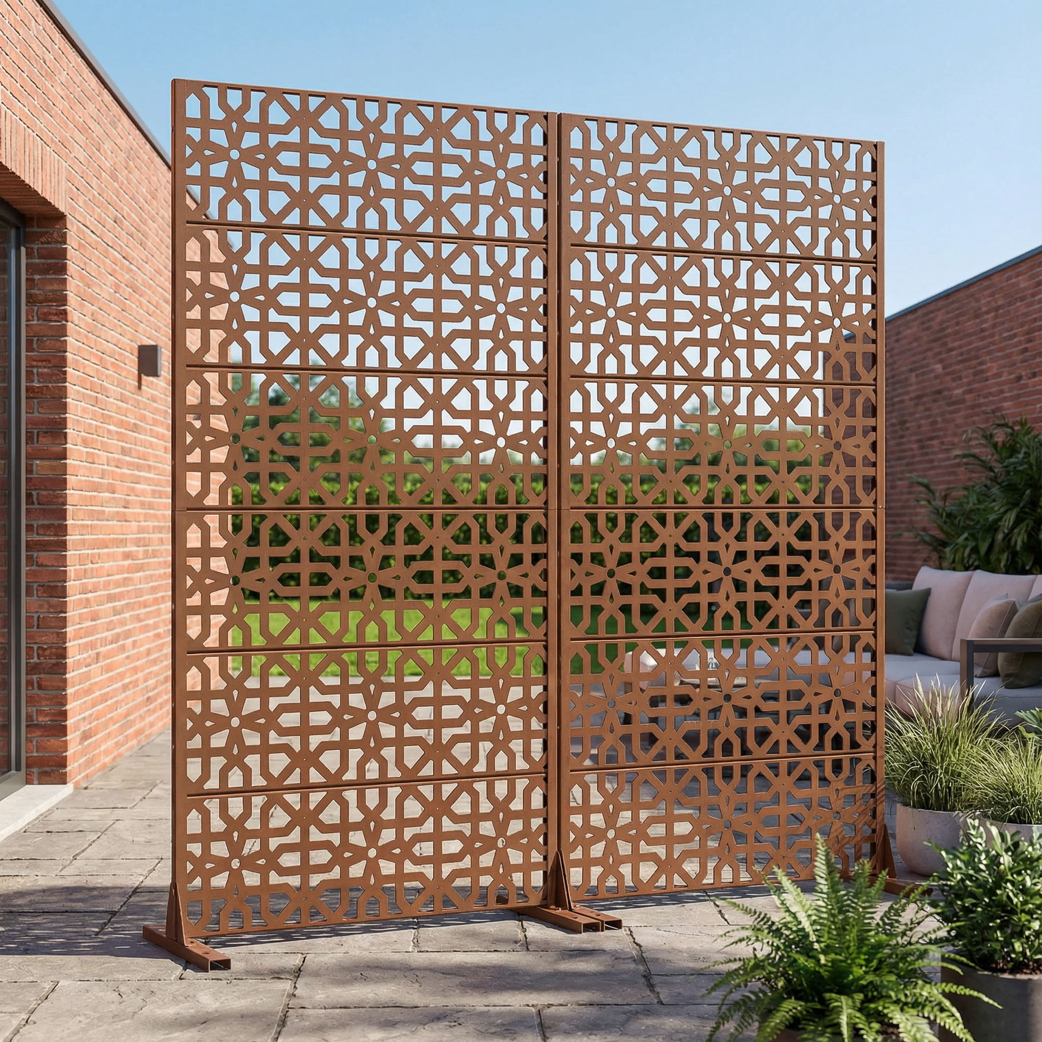 MAYEERTY 6 Panels Outdoor Privacy Screen, Metal Decorative Privacy Fence, 2 pcs Privacy Panel for Patio, Balcony, Backyard, Garden