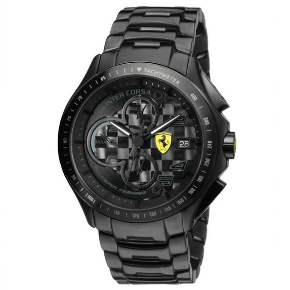 Ferrari Men's 0830087 Race Day Black Dial Black IP Steel Bracelet Chronograph Watch