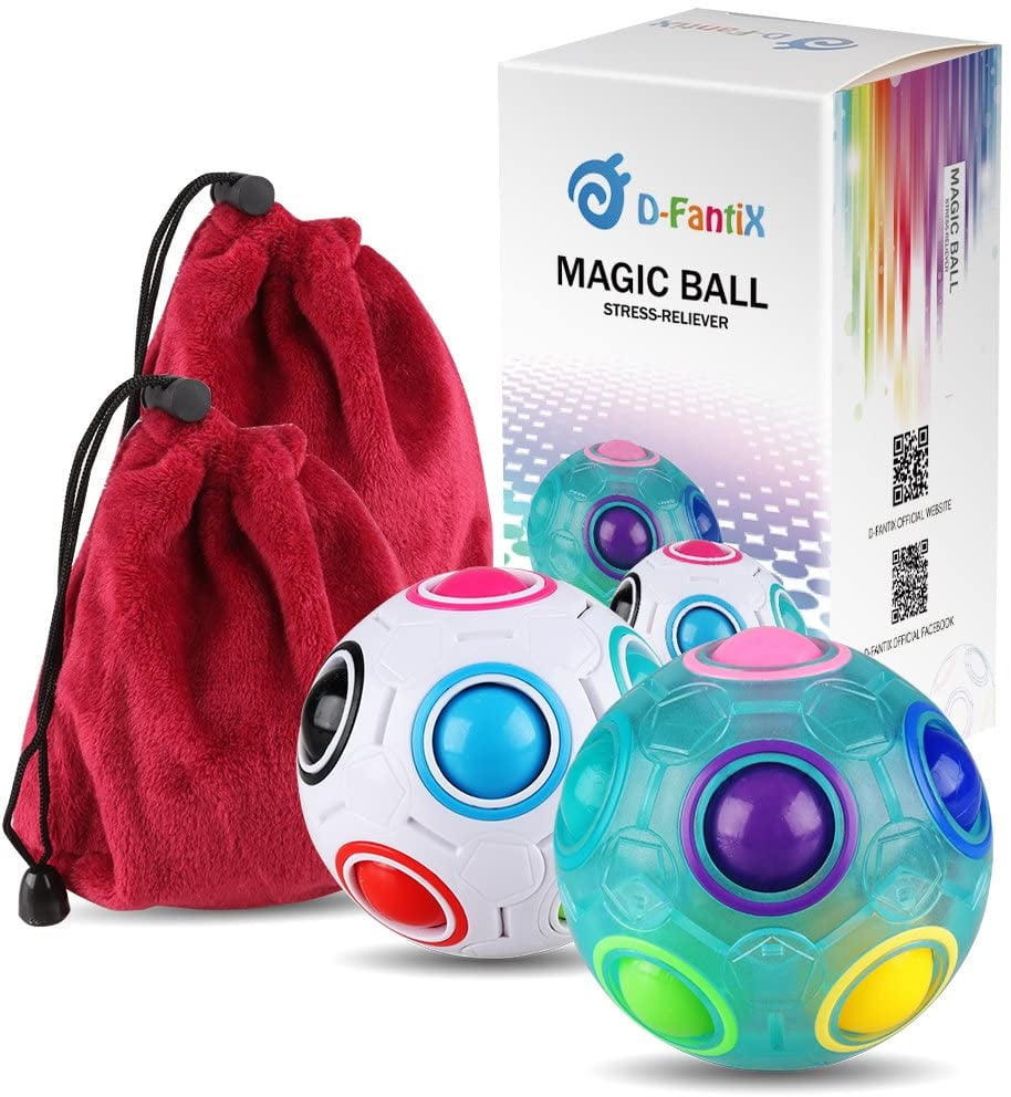 D Fantix Rainbow Puzzle Ball Cube Magic Rainbow Ball Puzzle Bundle Stress Fidget Ball Brain Teasers Games Fidget Toys For Kids Set Of 2 Walmart Com