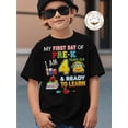 thumbnail image 1 of Back to School New Boys 100% Cotton T-Shirt - Black - My First of Pre-K, I am 4 years old & Ready to Learn with Bus and Books Print - Comfortable Breathable Summer Crew Neck Short Sleeve, 1 of 6