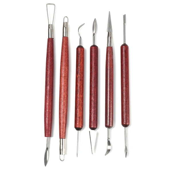 Juego de 6 piezas de herramientas para esculpir arcilla, kit de herramientas de cerámica con mango de madera para cerámica de arcilla, artesanía para esculpir cerámica TUNC Sencillez
