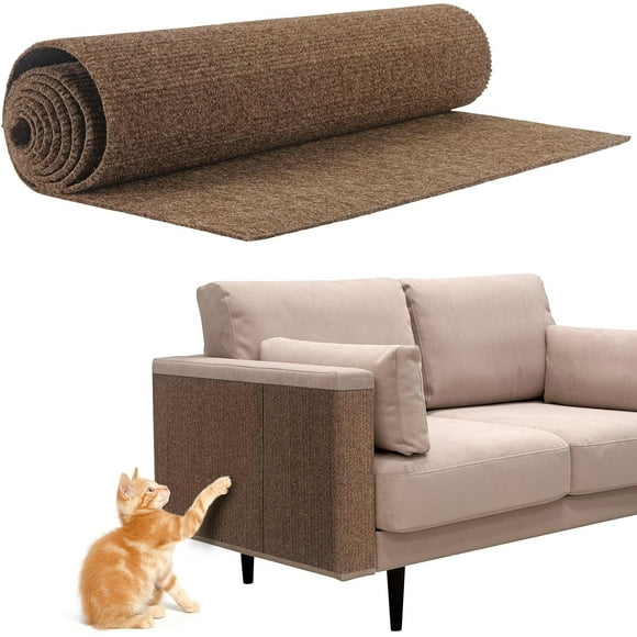 Cat Scratching Mat, Trimmable Cat Scratcher Carpet Mat,Self-Adhesive Cat Scratch Roll,DIY Versatile Protector for Steps, Couch and Furniture, Dark Brown 30*100cm