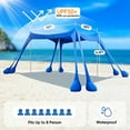 thumbnail image 3 of UEAKPIC Beach Tent Sun Shelter 10×10ft, UPF 50+ with 8 Sandbags, Sand Shovels, Ground Pegs & Stability Poles, Outdoor Shade Beach Canopy for Camping, Fishing, Backyard or Picnics, 3 of 6