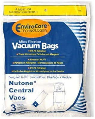Set of 3 Six Gallon Bags Nutone 391 Replacement Bags for Central Vac 
